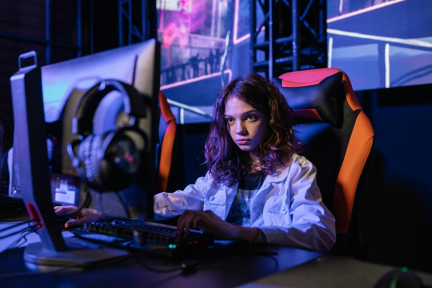 A girl at computer